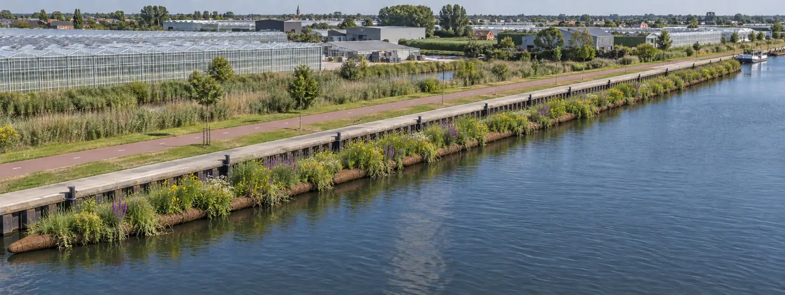 Doorlopende Soft Shorelines-oever langs dezelfde kade (visualisatie)