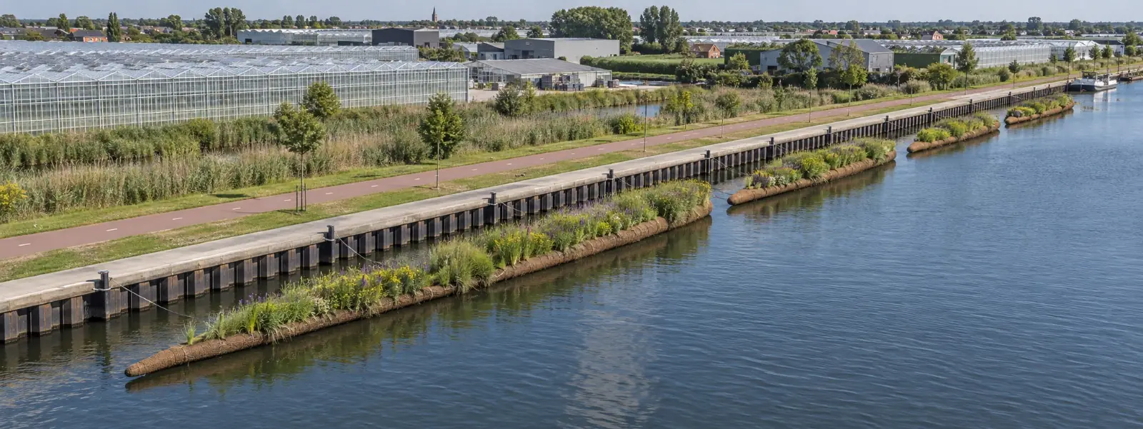 Losse Soft Shorelines-elementen langs een kade (visualisatie)